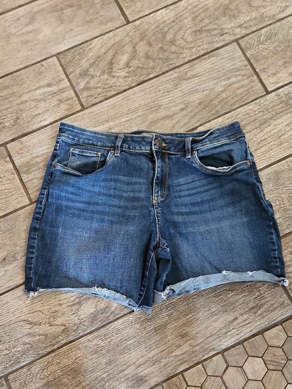 Falls Creek Dark Blue Denim Cutoff Shorts Size 14